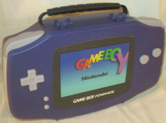 Indigo Gameboy Advance with plastic carry case and light